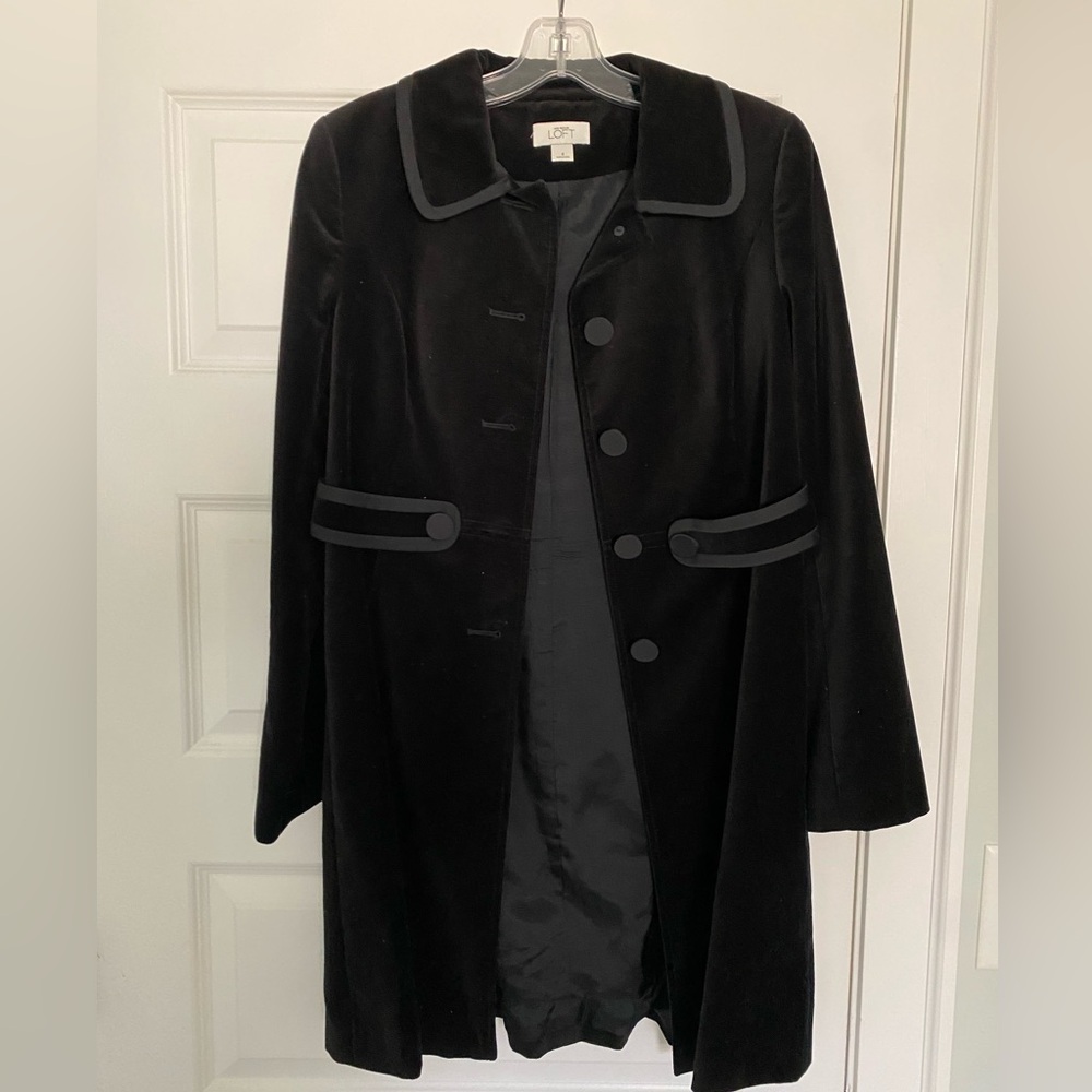 Loft black velour pea coat